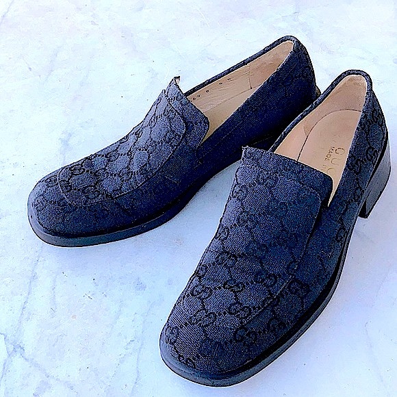GUCCI GG WOMENS LOAFER VINTAGE BLACK MONOGRAM SIZE 5 ITALY - Picture 3 of 12